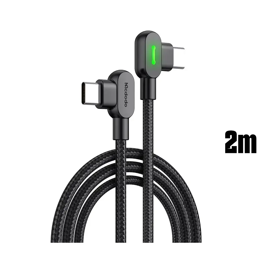 McDodo 90 Degree 60W Type-C to Type-C 2m Black Cable