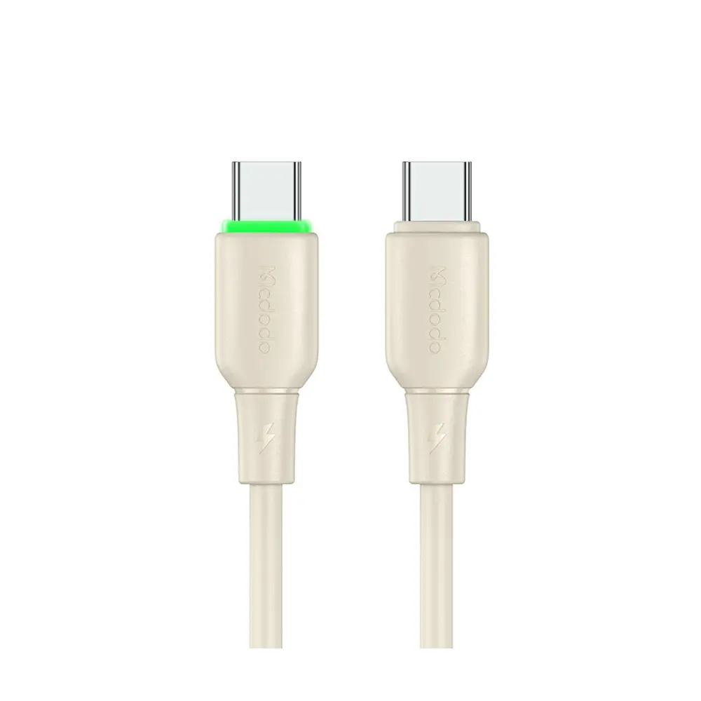 McDodo 65W 1.2m Type-C to Type-C Beige Data Cable with LED Light