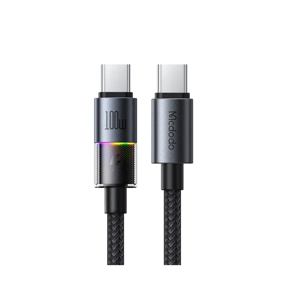 McDodo USB-C to USB-C 1.2m Black Cable with 7 Colorful Lights