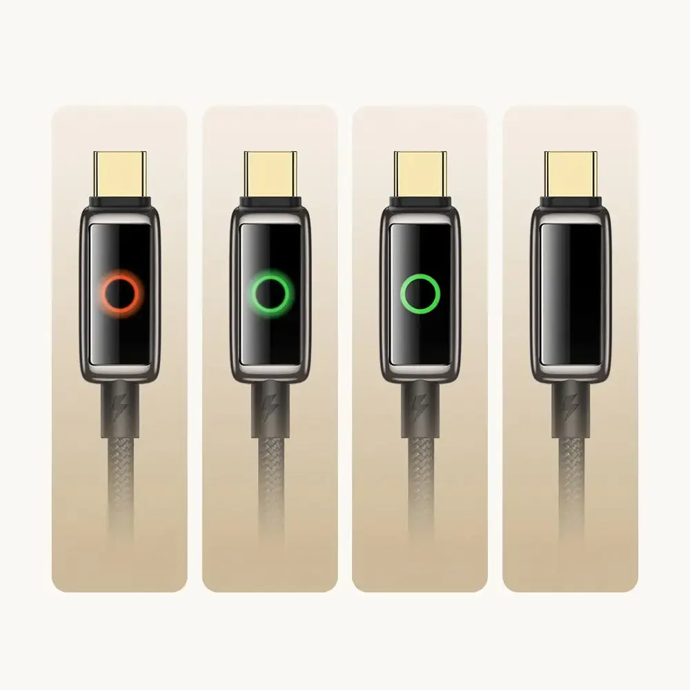 McDodo Auto Power Off 100W USB-C to USB-C with Breathing Light LED Display 1.2m Gold Titanium Data Cable