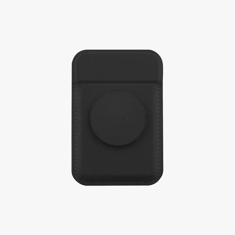 UNIQ Flixa Magnetic Card Holder and Pop-Out Grip-Stand Jet Black