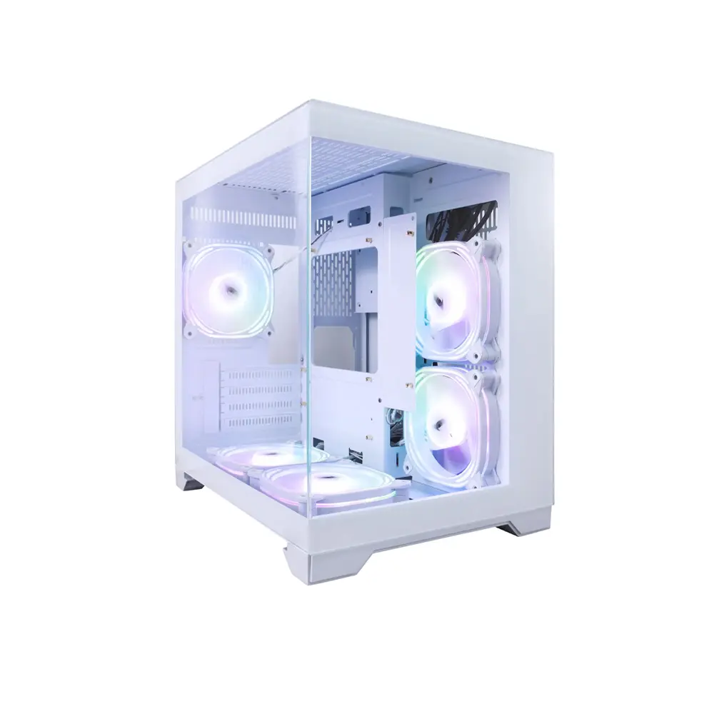 1stPlayer MegaView (MV5-TP) Micro Tower White Gaming ATX Case (Support 7 Fans)
