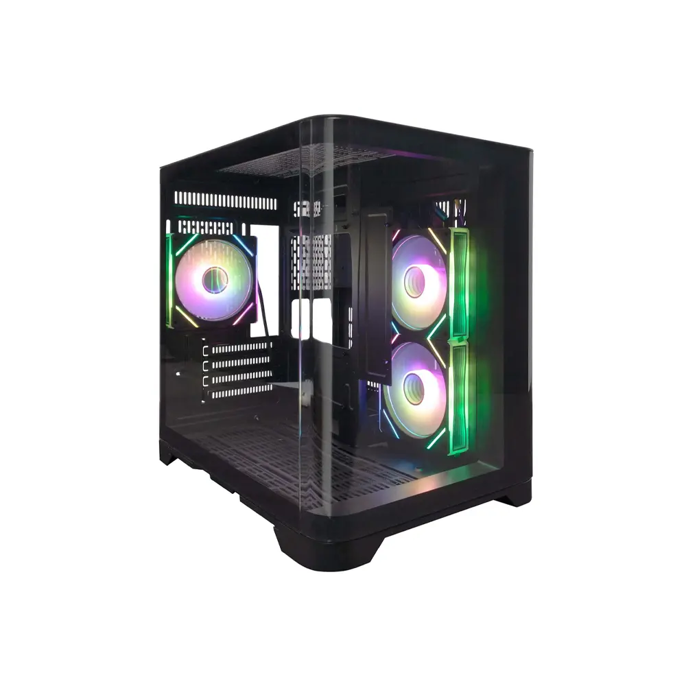 1stPlayer UV5(UView 5) Middle Tower Black Gaming ATX Case (Support 7 Fans)